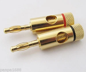 2pz Cavo Altoparlante Oro Alta Qualità 4mm Spina Banana Vite Aperta Connettore Audio - Foto 1 di 6