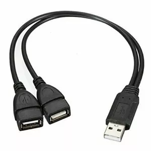 USB 2.0 A Male To 2 Dual USB Female Jack Splitter Hub Power Cord Adapter Cable - Picture 1 of 9