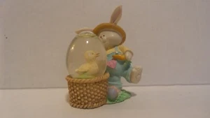 ¡DE COLECCIÓN GLOBO DE NIEVE HUEVO DE PASCUA CONEJO CON OREJAS BOBBLE VIDRIO RESINA!!¡! - Imagen 1 de 6