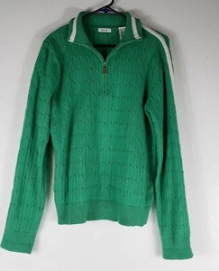 Liz & Co Womans Sz Lg Long Sleeve Pullover Sweater Front 1/4 Zip green casual - Picture 1 of 9