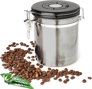 16 Oz Coffee Canister, Stainless Steel Airtight Coffee Container, Ground Coffee - Picture 1 of 9
