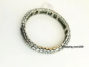Lia Sophia "Expedition" Silver Tone Reptile Textured Bracelet - Picture 1 of 2