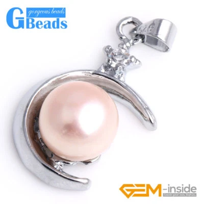 Подвеска пресноводный жемчуг белое золото покрытием ожерелье 16» коробка цепочка ювелирных изделий 9 мм - Изображение 1 из 4