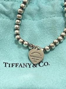 Tiffany & Co. Please Return to Tiffany Mini Pulsera Etiqueta Corazón 7 Cuentas Fedex JP - Imagen 1 de 6