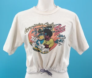 VTG Women's 70s White Crop Commander Cody & Lost Planet Airmen T Shirt S/M 1970s - Picture 1 of 22