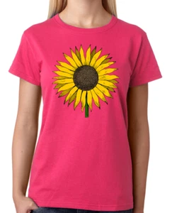 Sunflower Top Ladies Flower T-Shirt - Picture 1 of 7