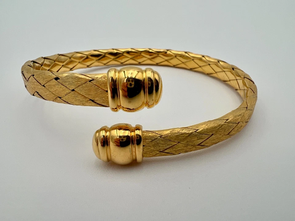 Brazalete Veronese 925 Italia Chapado en Oro Tejido Trenza Envolvente - 8.5" Foto 1 de 4