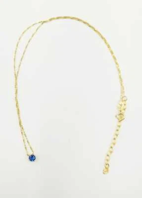 COLLANA DORATA CON ZIRCONE BLU ZAFFIRO 4 MM E CATENINA A 45 CM IN ARGENTO 925  - Immagine 1 di 3