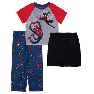 Spiderman Pajamas Set 3 Piece Shirt Shorts Pants Boys 4 6 8 10 Marvel NWT - Picture 1 of 3