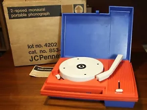 JCPenney 2 Speed Monaural Portable Phonograph Model No. 4202 PARTS OR REPAIR - Picture 1 of 12