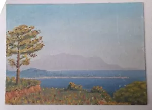 Peinture Ancienne Huile Provence Paysage bord de mer. Tableau Vintage - Imagen 1 de 7