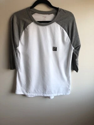 NWT Danskin Womens Gray White Loose Fit Dri More Workout 3/4 Sleeve Shirt Sz L - Image 1 of 4