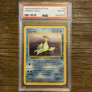 PSA 8 NM - MINT 1999 FOSSIL POKÉMON LAPRAS 10/62 #10 HOLO RARE WOTC GRADED TCG - Picture 1 of 2