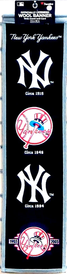 New York Yankees Embroidered Wool Evolution Banner 8 x 32 Inch with Hanging Cord - Image 1 of 1