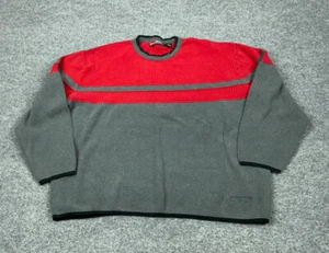 VTG Y2K Structure Red Gray Striped Heavy Crew Neck Sweater Adult XL Boxy Fit - Picture 1 of 8