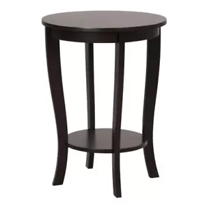 2-Tier Modern Round End Side Table Storage Shelf Living Room w/Solid Wood Legs - Picture 1 of 9