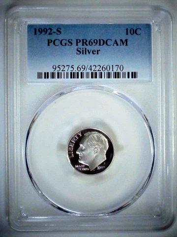 1992-S 10C Roosevelt Dime  PCGS PR69DCAM 90% Silver 23ato0219 Cover