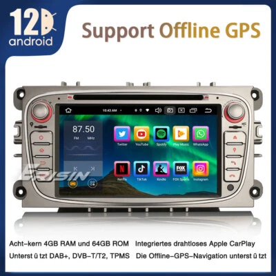 7" 8-Kern Android 14 Autoradio FORD Mondeo Focus Galaxy S-Max C-Max DAB CarPlay - Bild 1 von 4