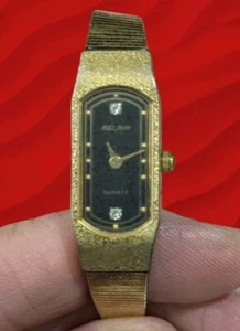 Vintage Belair Women's Gold Tone Rectangle CZ Diamond Watch Needs new Battery - Picture 1 of 6