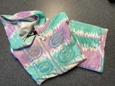 Moletom e calça de moletom Bebe para meninas - Rosa e azul-petróleo - Tamanho G (14/16) - Imagem 1 de 4