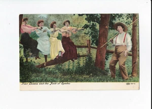 Vintage Postkarte - Vier Königinnen und der Pikbube - unbesendet - GC - Bild 1 von 2