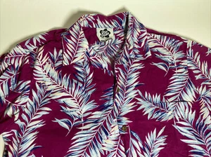 Hilo Hattie Purple Palm Leaf Shirt Kula Bay Size Large Made in Hawaii  - Picture 1 of 7