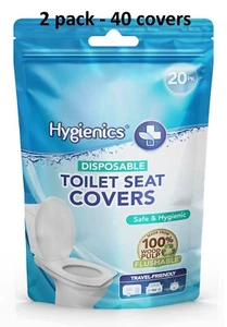 Hygienic Disposable Toilet Seat Covers 2x20pk (40 Total) – Flushable - Picture 1 of 5