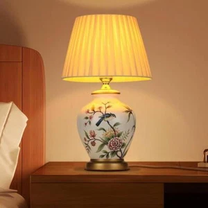 Lámpara de mesa cerámica retro, decoración salón E27 lámpara de mesa dormitorio vintage - Imagen 1 de 7