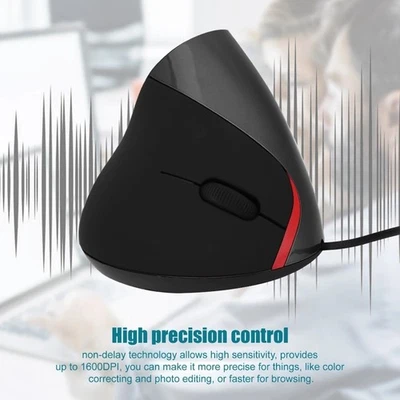 1600DPI Vertical Mouse Wrist Rest Computer Mice USB Wired Mouse  Laptop Use - Image 1 of 4