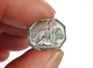 CYBELE EARTH GODDESS smoky grey Venetian glass Cameo*octagonal*16x12mm*loose gem - Picture 1 of 9