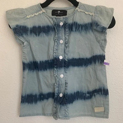 全新 7 for all Mankind 尺寸 18M Flutter 袖蓝色上衣 — 第 1/4 张图片