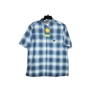 LL Bean Shirt Mens L Blue Plaid Button-Up SunSmart Cool Weave Tech Performance - Picture 1 of 19
