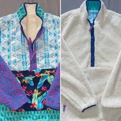 Chaqueta Sherpa Chubbies Para Hombre Multicolor Reversible Pullover Estampado Talla Mediana Foto 1 de 4