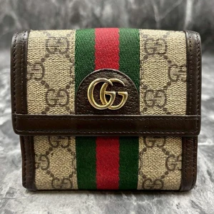 Gucci Ophidia GG Supreme Sherry Line Brown Bi-Fold Wallet Compact Leather PVC - Bild 1 von 20