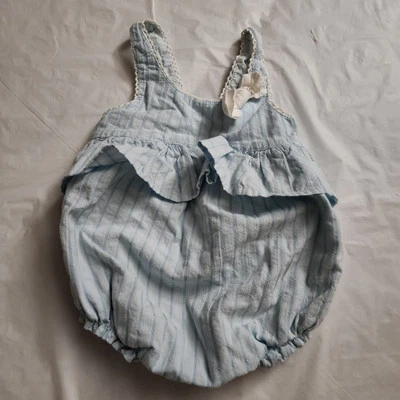 Piper & Posie Bebé Niñas Verano Burbuja Mameluco Azul Claro Algodón Boho 3-6 Meses Foto 1 de 4