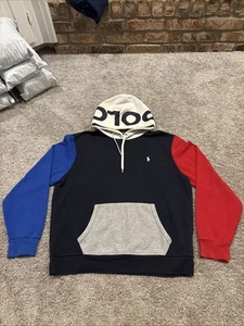 Polo Ralph Lauren Herren Color Block Hoodie Gr. Large L blau rot grau SPELLOUT - Bild 1 von 7
