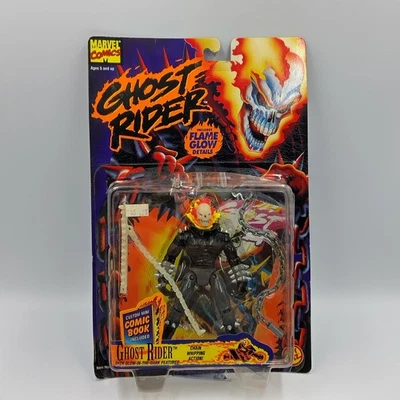 Vtg Ghost Rider Marvel 1995 Toy Biz Flame Glow Chain Whipping Action Figure - Image 1 of 4
