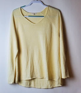 Eileen Fisher Womens Pale Yellow Linen Pullover Top High Low Hem Size XL - Picture 1 of 6