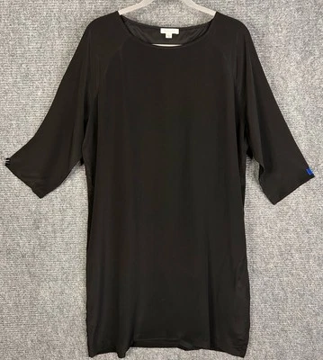 Vestido recto Garnet Hill para mujer talla 18 negro 100 % seda manga 3/4 forrado minimalista Foto 1 de 4