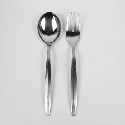 Lote de 2 cubiertos Noritake Silver Harmony (ino inoxidable) cuchara y tenedor para servir Foto 1 de 4