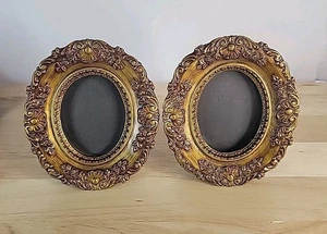 Vintage Carved Floral Plastic Photo Frame Gold Tone Alfreds Frames Set Of 2 - Picture 1 of 22