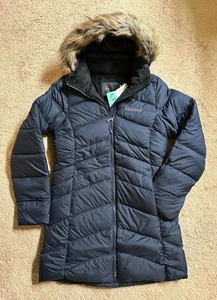 MARMOT Womens Montreal Mid-Thigh Down Puffer Coat 78570 Midnight Navy Blue S NEW - Picture 1 of 14