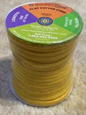 Cordão de algodão plano MANDALA CRAFTS 3/8" ~ 20 jardas para costura e artesanato - Imagem 1 de 2