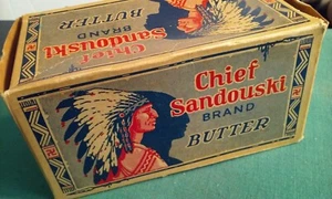 Sandusky OH Chief Sandouski Butter Empty Waxed Paper Box Till's Country Store - Picture 1 of 6