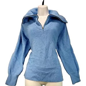 Sonoma 1/4 Zip Ribbed Turtleneck Tight-Knit Sweater Womens Size Large OX Blue - Bild 1 von 13