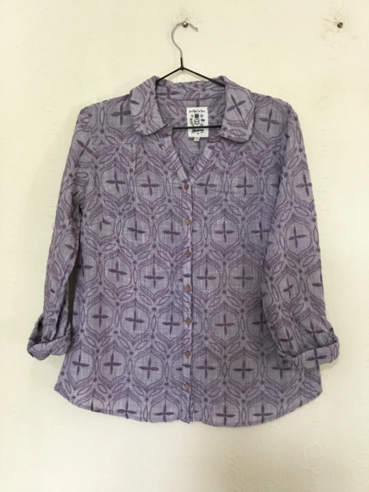 Mantaray Faithful & True Lavender Cotton Blouse size 12 - Image 1 of 4