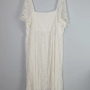 Vestido Solero Draper James Blanco Encaje Midi Deanna Calado 3X - Imagen 1 de 10