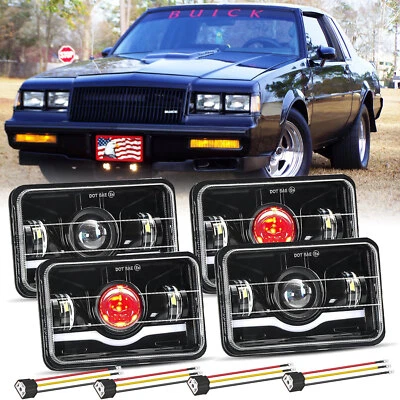适用于别克 Regal Grand National 1982 - 87 4X6" LED 车头灯 高/低光 H4666 灯 — 第 1/4 张图片