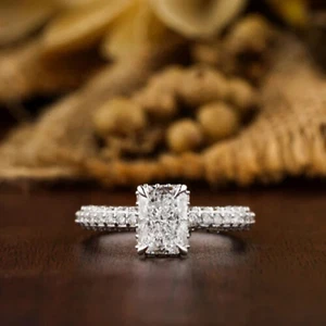 3.12 carat Radiant Cut lab grown diamond engagement ring 14kt gold for her - Picture 1 of 5