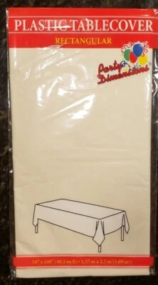 Party Dimensions 54"x108" Plastic Rectangular Tablecover in Ivory (Set of 2)  - Image 1 of 2